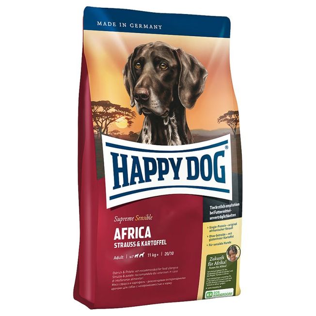 Happy Dog Supreme Africa - Z najboljšim nojevim mesom za izbirčne pse.